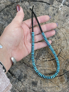 Navajo Turquoise & Black Heishi Beaded 16 Inch Necklace