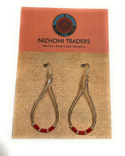 Load image into Gallery viewer, Navajo Sterling Liquid Silver &amp; Coral Beaded Dangle Earrings