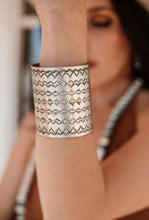 Load image into Gallery viewer, Navajo Sterling Silver Hand Stamped Statement Bracelet Cuff Signed