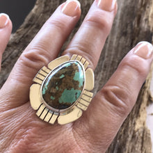 Load image into Gallery viewer, Navajo Royston Turquoise &amp; Sterling Ring Size 6.