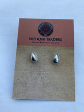 Load image into Gallery viewer, Navajo Sterling Silver Handmade Oxidized Tear Drop Shape Post Earring Adaptors