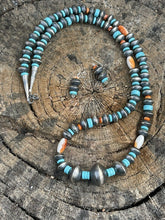 Load image into Gallery viewer, Navajo Sterling Silver Handmade Turquoise and Spiny Beaded Necklace Set