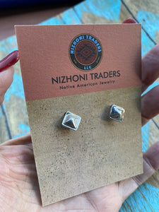Navajo Sterling Silver Handmade Diamond Shape Post Earring Adaptors