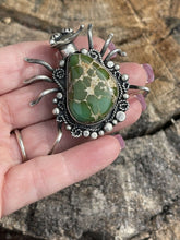 Load image into Gallery viewer, Vintage Sterling Silver &amp; Royston Turquoise Beetle Pin / Pendant