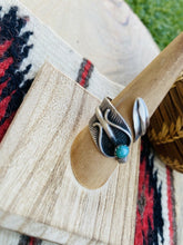 Load image into Gallery viewer, Navajo Sterling Silver &amp; Turquoise Feather Adjustable Ring