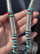 Load image into Gallery viewer, Navajo Sterling Silver Turquoise Handmade Beaded Necklace &amp; Earrings Set