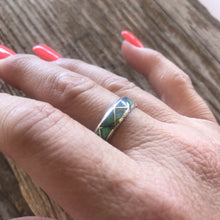 Load image into Gallery viewer, Navajo Sterling Silver Green Opal Stacker Ring