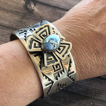 Load image into Gallery viewer, Navajo Sterling Silver  Golden Hills Turquoise Butterfly Cuff Bracelet