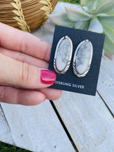 Load image into Gallery viewer, Navajo White Buffalo And Sterling Silver Post Earrings Signed