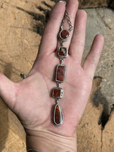 Load image into Gallery viewer, Stunning Navajo Purple Spiny and Sterling 5 Stone Multi Shape Lariat Necklace