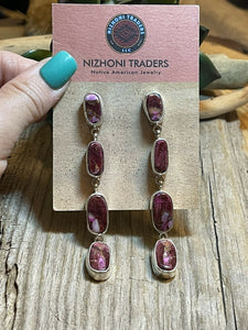 Navajo 4 Stone Pink Dream Mojave & Sterling Silver Dangle Earrings