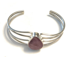 Load image into Gallery viewer, Navajo Purple Spiny Sterling Silver Bracelet Loop Cuff Stamped Begay