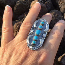 Load image into Gallery viewer, Navajo Sterling Silver  Turquoise 5 Stone Ring