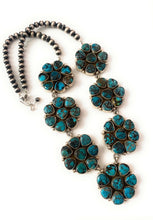 Load image into Gallery viewer, Navajo Natural Kingman &amp; Sterling Silver  Cluster Necklace