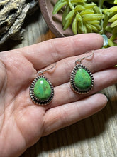Load image into Gallery viewer, Beautiful Navajo Sterling Silver Dyed Kingman Turquoise Dangle Earrings