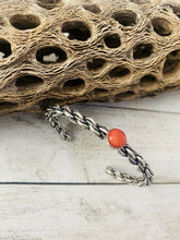 Load image into Gallery viewer, Navajo Sterling Cuff &amp; Red Spiny Twisted Cuff Bracelet