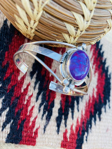 Navajo Purple Kingman Turquoise & Sterling Silver Cuff Bracelet Signed