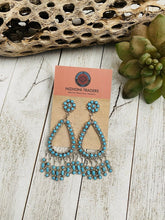 Load image into Gallery viewer, Zuni Sterling Silver &amp; Turquoise Petit Point Dangle Earrings