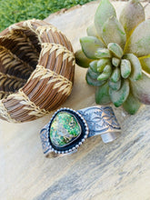 Load image into Gallery viewer, Navajo Sterling Silver &amp; Sonoran Gold Turquoise Cuff Bracelet By Chimney Butte