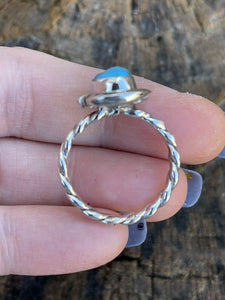 Navajo Sterling Silver Kingman Turquoise Rope Ring