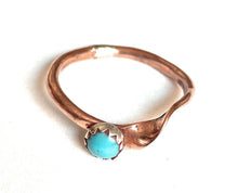Load image into Gallery viewer, Navajo Copper Over Sterling &amp; Turquoise Ring