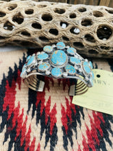 Load image into Gallery viewer, Navajo Old Pawn Vintage Number 8 Turquoise &amp; Sterling Silver Cuff Bracelet