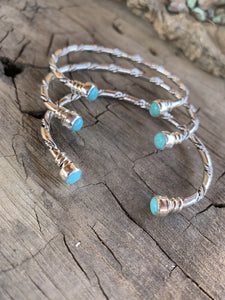 Navajo Turquoise & Sterling Silver Braided Cuff Bracelet