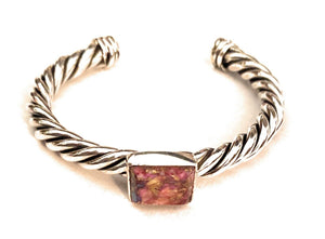 Navajo Pink Dream Mohave square & Sterling Silver Square Cuff Bracelet