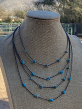 Load image into Gallery viewer, Handmade Sleeping Beauty 5 Stone Turquoise and Sterling Silver Necklace 14-20 inches