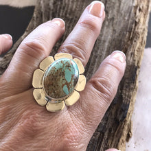 Load image into Gallery viewer, Navajo Royston Turquoise  Sterling Ring Size 7.5
