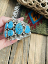 Load image into Gallery viewer, Vintage Old Pawn Navajo Kingman Turquoise &amp; Sterling Silver Watch Cuff