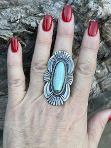 Navajo Sterling Silver Turquoise Nouveau￼ Statement Ring Sz 8