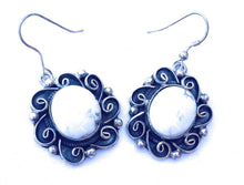 Load image into Gallery viewer, Navajo Sterling Silver And White Buffalo Dangle Earrings
