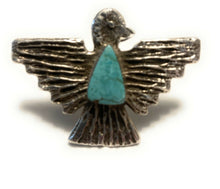 Load image into Gallery viewer, Navajo Turquoise Sterling Tufa Cast Thund Ring Signed Delbert Arviso