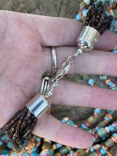 Load image into Gallery viewer, Navajo  Turquoise Multi Stone &amp; Sterling Silver 15 Strand Beaded Necklace