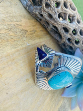 Load image into Gallery viewer, Navajo Dry Creek Turquoise, Charoite And Sterling Silver Cuff Bracelet