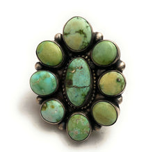 Load image into Gallery viewer, Navajo Sonoran Gold Turquoise &amp; Sterling Silver Cluster Ring Size 7 Signed
