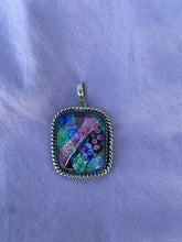 Load image into Gallery viewer, Beautiful Navajo Handmade Painted Glass Sterling Silver Pendant