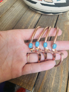 Navajo Turquoise & Copper Over Sterling Twisted Cuff Bracelet