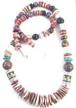 Load image into Gallery viewer, Rose Singer Spiny Oyster Shell &amp; Sterling Silver Beaded Heishi Necklace
