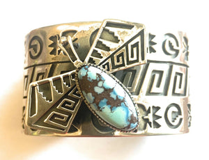 Navajo Sterling Silver & Golden Hills Turquoise Butterfly Cuff  Bracelet