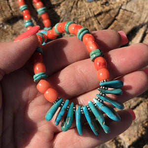 Navajo Sterling Silver Multi Stone Beaded Necklace
