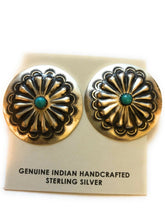 Load image into Gallery viewer, Navajo Sterling Silver &amp; Turquoise Concho Earrings