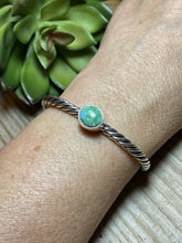Load image into Gallery viewer, Navajo Sterling Silver Rope Twist Natural Turquoise Cuff Bracelet