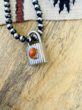 Load image into Gallery viewer, Navajo Orange Spiny &amp; Sterling Silver Locket Pendant Signed