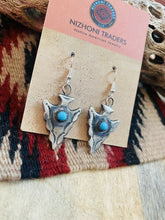 Load image into Gallery viewer, Navajo Turquoise &amp; Sterling Silver Arrowhead Dangle Earrings