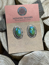 Load image into Gallery viewer, Navajo Sonoran Mountain Turquoise &amp; Sterling Silver Stud Earrings