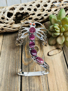 Navajo Sterling Silver & Spiny Dragonfly Cuff Bracelet By Russell Sam