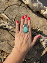 Load image into Gallery viewer, Navajo Turquoise &amp; Lapis  Sterling Silver Ring Sz 7 Signed