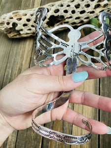 Navajo Sterling Silver & Spiny Dragonfly Cuff Bracelet By Russell Sam